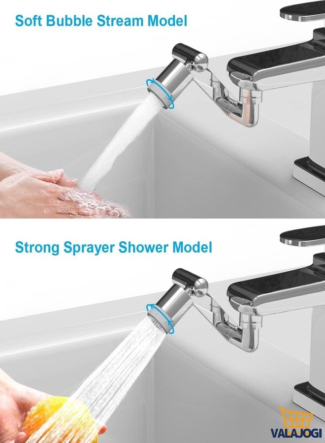 VALAJOGI Stainless Steel 1080°Swivel Faucet Aerator Rotatable Multi-Functional Extension Faucet Extender for Taps, Tap Extender for Kitchen Sink 2 Modes Splash, 3.54 inch - Image 5